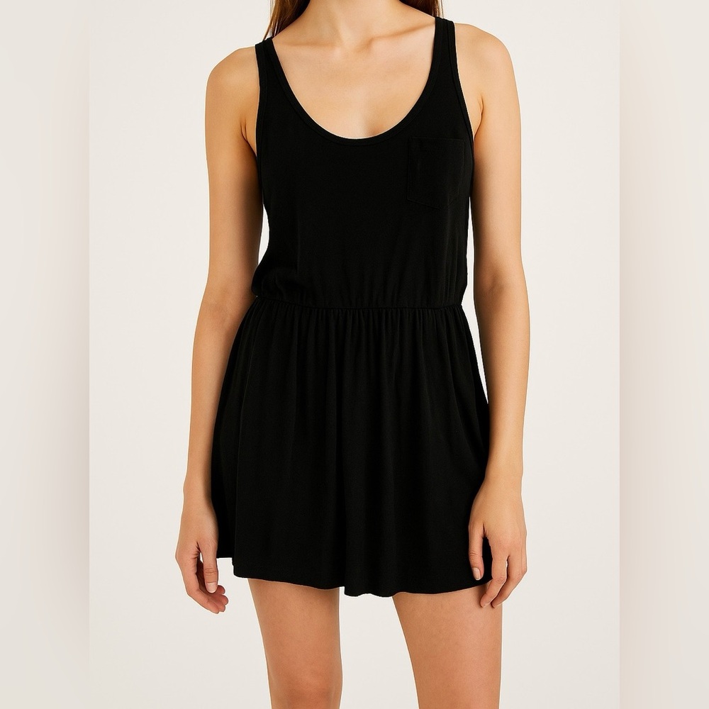 H&M Black Mini Dress with Front Pocket | Size Small